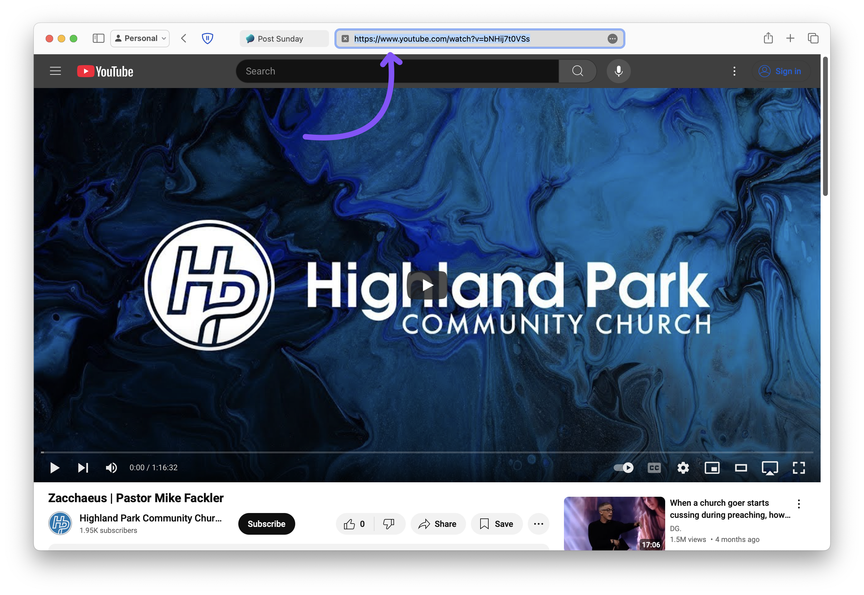 Open your YouTube page