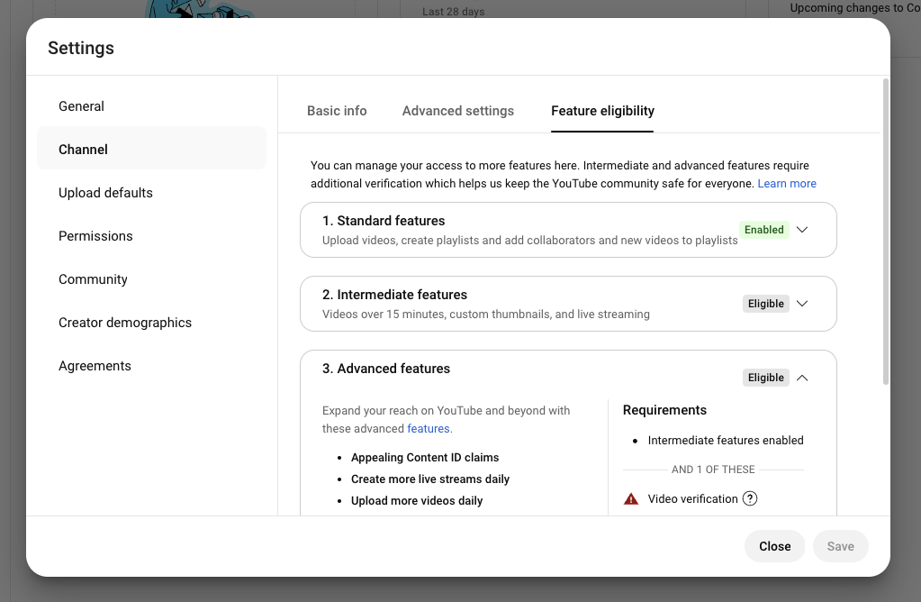 Feature eligibility